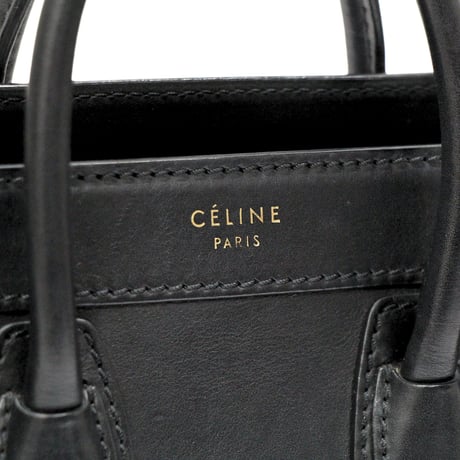CELINE Nano Luggage Tote Bag Leather Black #75599