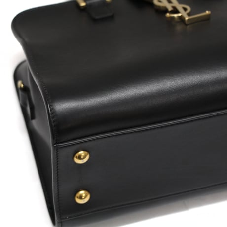 SAINT LAURENT PARIS Baby Cabas Handbag Leather Black #76037