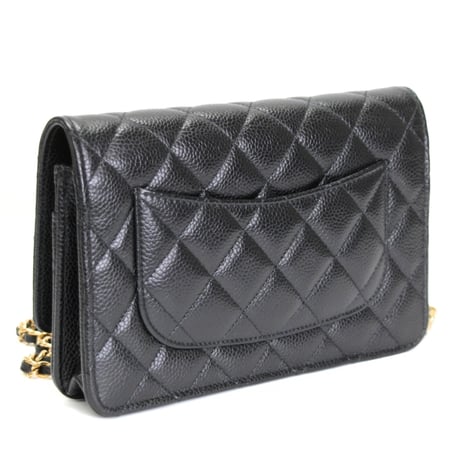 CHANEL Wallet on Chain Bag Quilted Caviar Black #76275