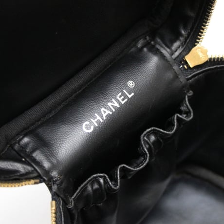 CHANEL CC Logo Vanity Bag Caviar Black #76476