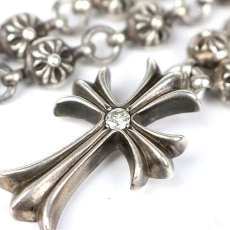 Chrome Hearts Small CH Cross 1P Diamond With Cross Ball Necklace 20 Inches #104231