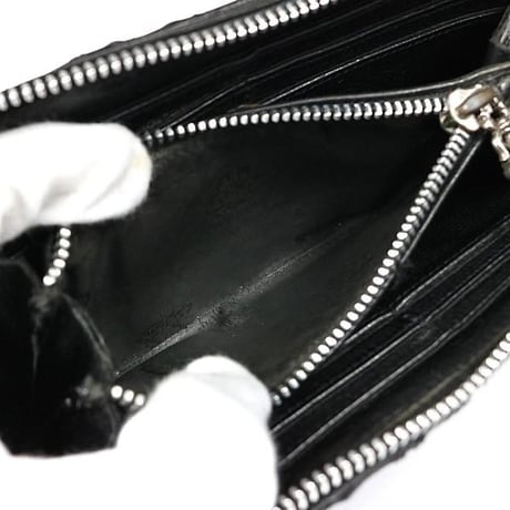 Chrome Hearts REC F ZIP Quilted Cemetery Cross Patch Leather Wallet #31643
