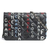 CHANEL Data Center Wallet on Chain Bag Quilted Lambskin Black #19521