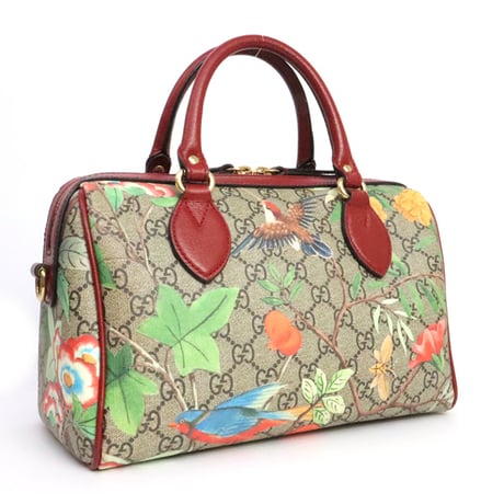 GUCCI Tian Boston Bag GG Supreme Canvas Beige #19775