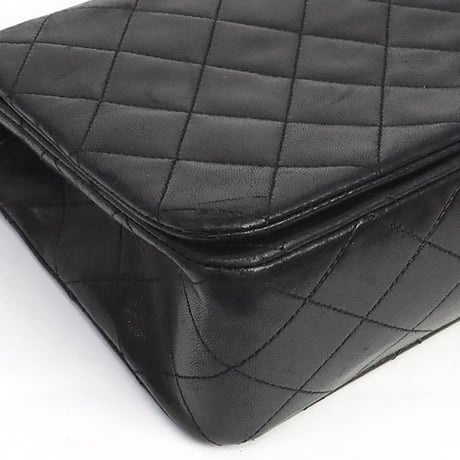 CHANEL Medium Full Flap Bag Quilted Lambskin Black #19562
