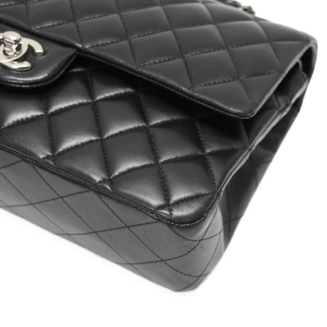CHANEL Classic 25 Medium Double Flap Bag Quilted Lambskin Black #76590