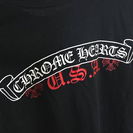 Chrome Hearts Scroll Label USA T-Shirt Black #31731
