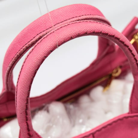 PRADA Mini Canapa Handbag Canvas Pink #75042