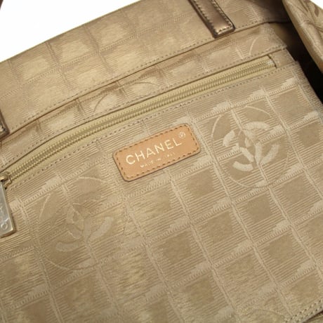 CHANEL New Travel Line MM Tote Bag Nylon Gold #75720