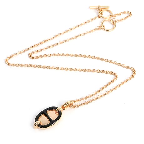 HERMES Mini Maillon PM Necklace Rose Gold-toned #19544