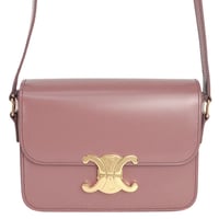 CELINE Teen Triomphe Shoulder Bag Shiny Calf Leather Pink #20346
