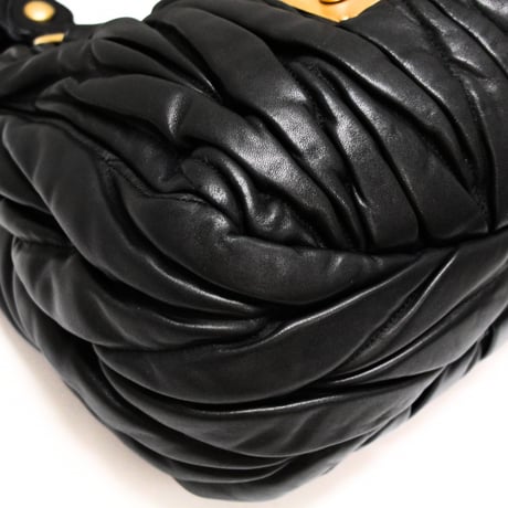 Miu Miu Matelasse Handbag Leather Black #75573