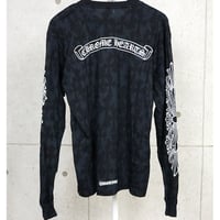 Chrome Hearts All-Over CH Cross Print Floral Cross Sleeve Horseshoe Long Sleeve #31916