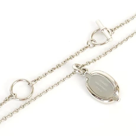 HERMES Mini Maillon PM Pendant Necklace Silver-toned Rouge H ＃20237