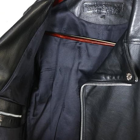 Chrome Hearts Basic Moto Leather Biker Riders Jacket Black  ＃103804