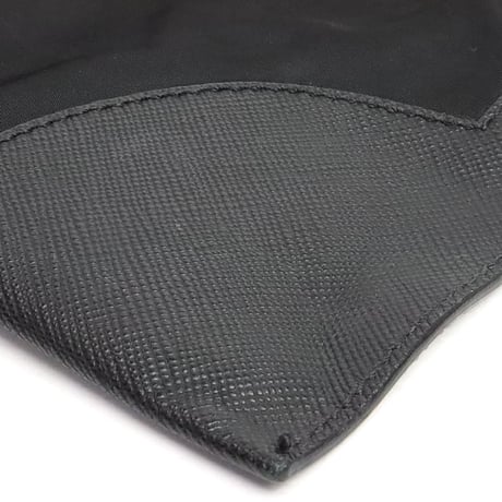 PRADA Clutch Bag Nylon Saffiano Leather Black 2VN089 #19575
