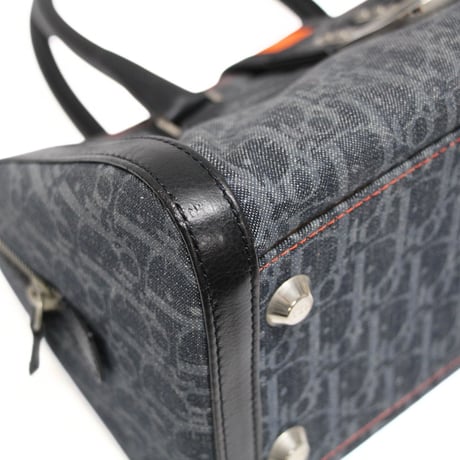 Christian Dior Flight Line Handbag Trotter Canvas Gray Black #76644