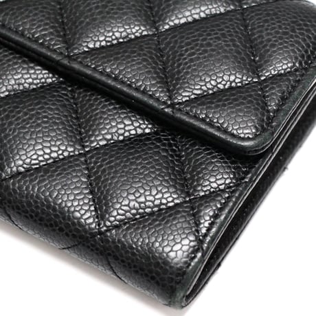 CHANEL Flap Wallet Quilted Caviar Black #75583