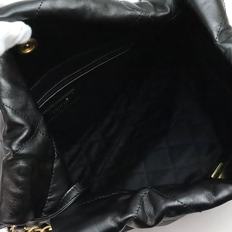 CHANEL 22 Small Handbag Quilted Shiny Calfskin Black #19791