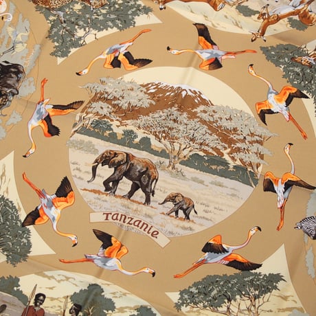 HERMES Carre 90 Silk 100% Scarf Stole "Tanzanie" #76489