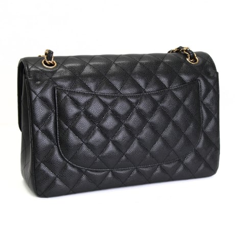 CHANEL Classic 30 Jumbo Double Flap Bag Quilted Caviar Black #76370
