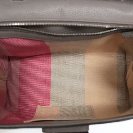 GUCCI Bamboo Daily Top Handle Bag Leather Gray #75779