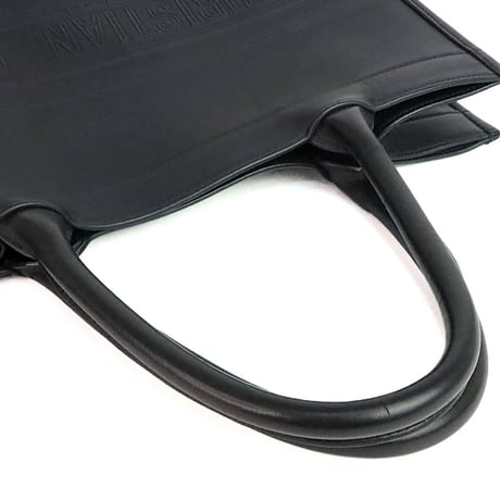 Christian Dior Medium Book Tote Bag Embossed Leather Black #20051
