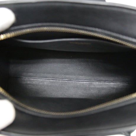 SAINT LAURENT PARIS Baby Cabas Handbag Leather Black #76037
