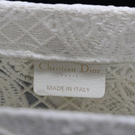 Christian Dior Small Book Tote Bag D-Lace Butterfly Canvas White #76138