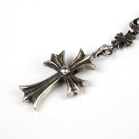 CHROME HEARTS Tiny FAT Cross ECH Plus Rosario Choke Chain Necklace #31546