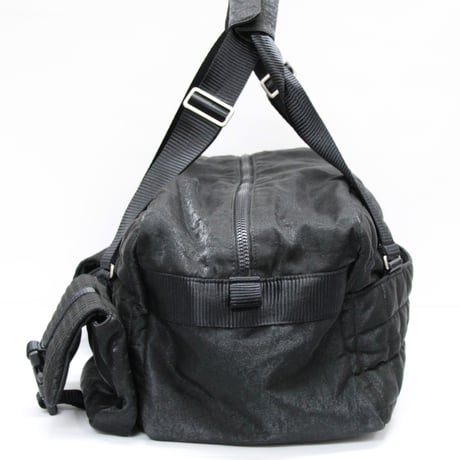 CHANEL Sports Line Chocolate Bar Boston Bag Quilted Nylon Black #76560