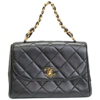 CHANEL Kelly Flap Bag with Chain Quilted Lambskin Black #75559