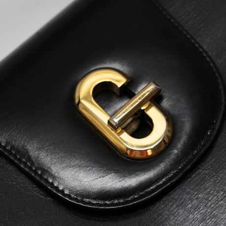 GUCCI Turnlock Top Handle Flap Bag Leather Black #76529