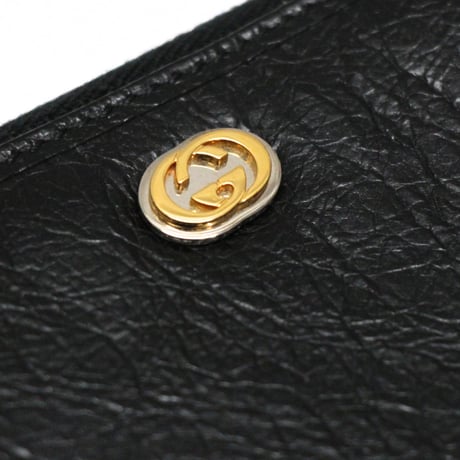 GUCCI Zip-around Card Holder Leather Black #75356
