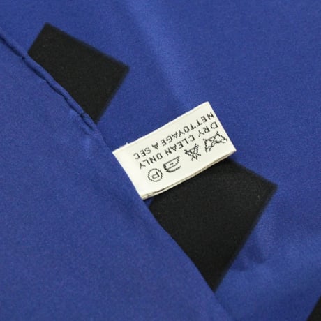 CHANEL Vintage Silk 100% Scarf Stole Blue #76553