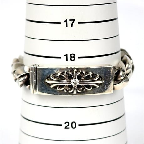Chrome Hearts classic Link Floral Cross ID Bracelet 1 Diamond 13 Links  #103717
