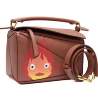 LOEWE x Ghibli Howl's Moving Castle Calcifer Small Puzzle Bag Leather Brown #75802