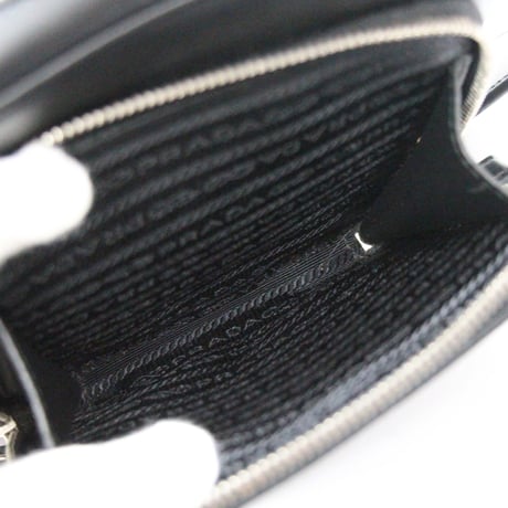 PRADA Front Pocket Crossbody Bag Leather Black 2VH168 ＃75628