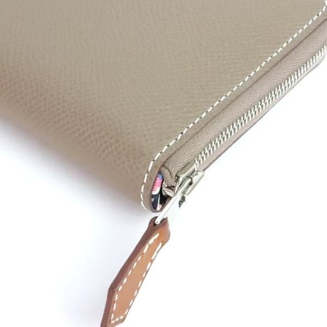 HERMES Azap Compact Silk'In Wallet Epsom Leather Etoupe #19987