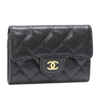 CHANEL Mini Flap Wallet Quilted Caviar Black #76716