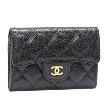 CHANEL Mini Flap Wallet Quilted Caviar Black #76716