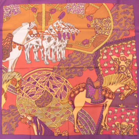 HERMES Carre 90 Silk 100% Scarf Stole "ART des STEPPES" #76519