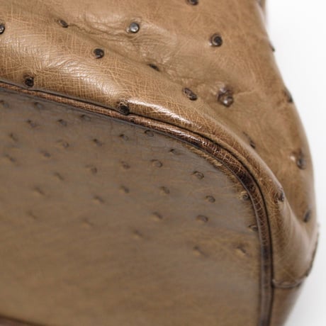 GUCCI Frame Handbag Ostrich Leather Brown #76207