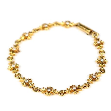 【￥2,599,900】 Chrome Hearts 22K Tiny E CH Plus Bracelet 11-Link Pavé Diamonds #103783