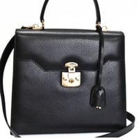 GUCCI Lady Lock Top Handle Bag Leather Black #75830