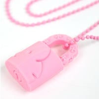 Chrome Hearts Silicone Rubber Fleurknee Padlock Necklace Pink #31409