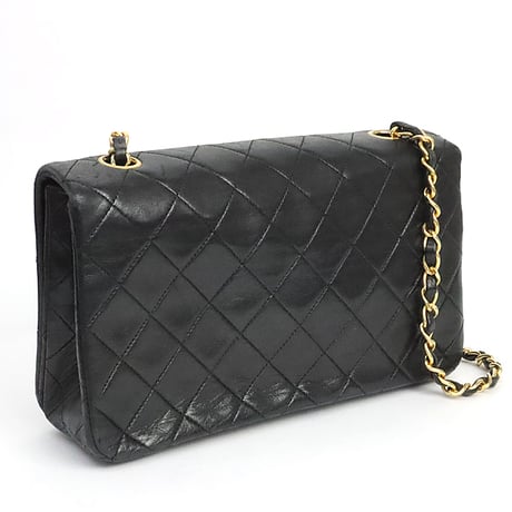 CHANEL Medium Full Flap Bag Quilted Lambskin Black #19562