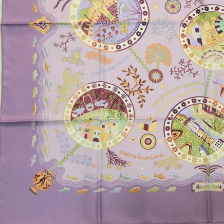HERMES Carre 90 Silk 100% Scarf Stole "Escales mediterranennes" #76441