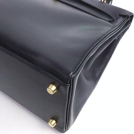 HERMES Retourne Kelly 32 Handbag Boxcalf Leather Navy ＃19513
