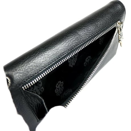 Chrome Hearts Brand-New Wave Wallet Cross Button Tri-Fold Leather Wallet #100117